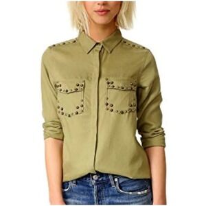 Scotch & Soda Olive Green Stardust Motel Studded Shirt Long Sleeve Western  M‎